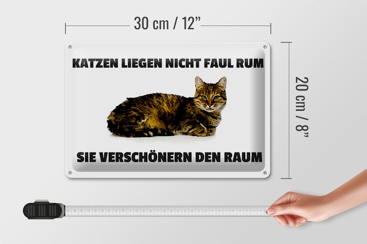 Blechschild Spruch 30x20cm Katzen verschönern den Raum
