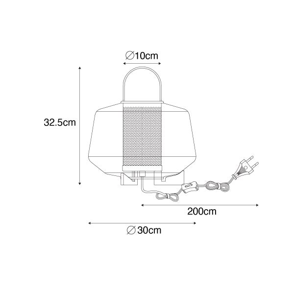 Technische Zeichnung eines Filters mit Maßangaben