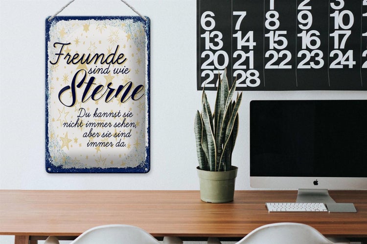 Blechschild Spruch Freunde wie Sterne sind immer da 20x30cm