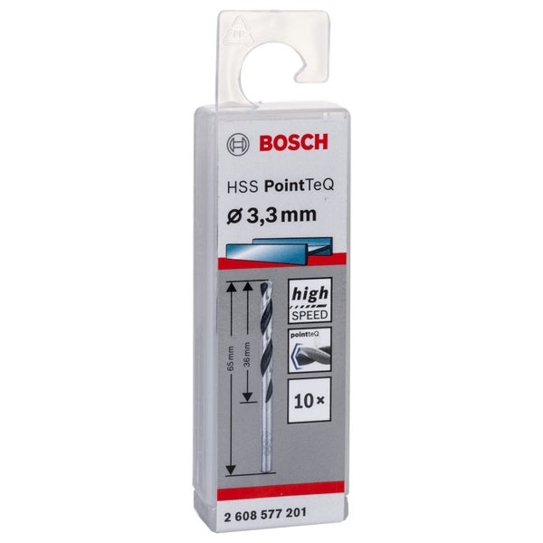 Bosch Logo HSS PointTeQ Bohrer, 3,3 mm Durchmesser, 10er-Pack