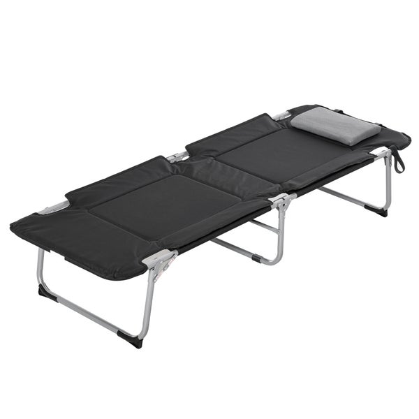 Outsunny Campingbett Feldbett Klappbett mit Kissen Campingliege für Outdoor Camping Reisen  183 x 66 x 33 cm