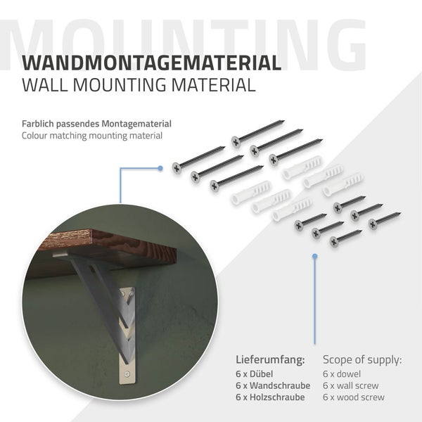 ML-Design 2 Stück Regalhalterung 180x180 mm, Silber, Aluminium, Schwebende Regalhalterungen, Regalwinkel, Wandhalterung für Regalbrett, Regalträger für Wandmontage, Wandregal Wandkonsole Regalstütze