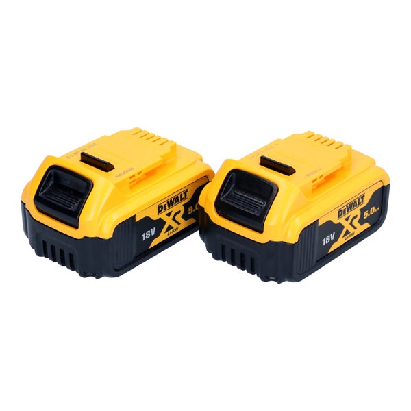 Zwei Dewalt 18 Volt Lithium Ionen Akkus mit 5 Ampere Stunden Kapazität für Elektrowerkzeuge