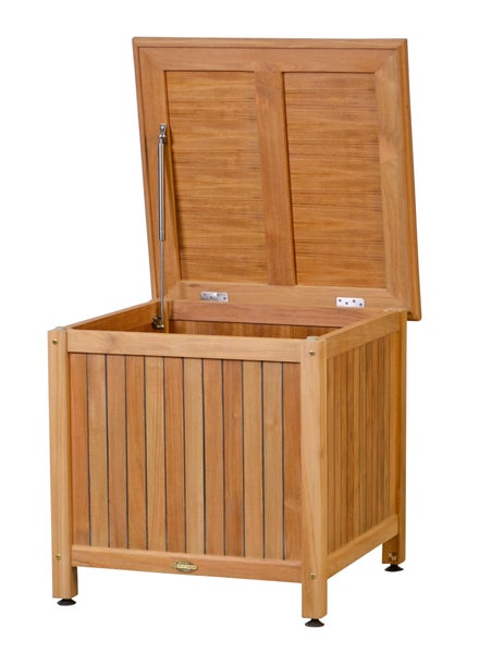 Teak Kissentruhe Gartentruhe für Auflagen und Polster 72 x 72 cm premium