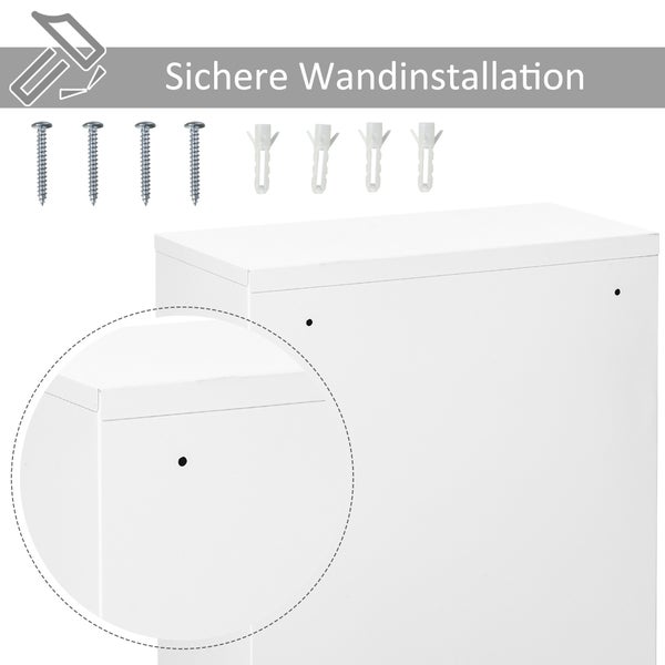 kleankin Medizinschrank Arzneischrank Erste-Hilfe-Schrank mit Schloss 3 Fächer Stahl Weiß 40 x 18 x 60 cm