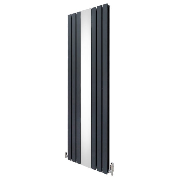 Heizkörper mit Spiegel & Chrom Thermostatventile - 1800mm x 565mm – Anthrazitgrau
