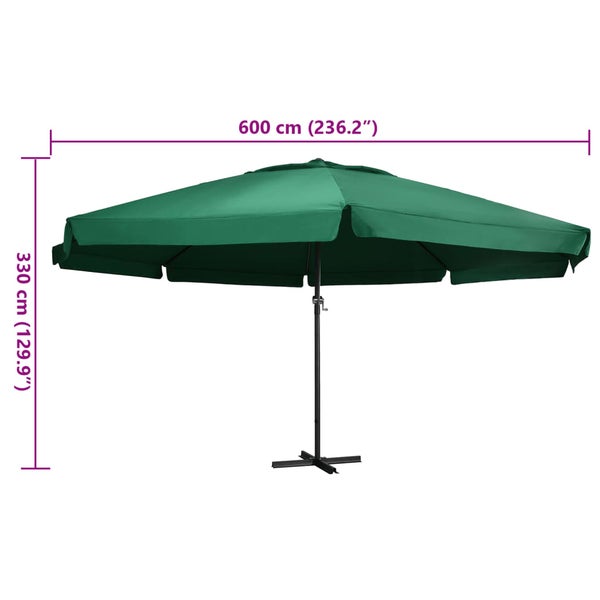 Sonnenschirm mit Aluminium-Mast 600 cm Grün
