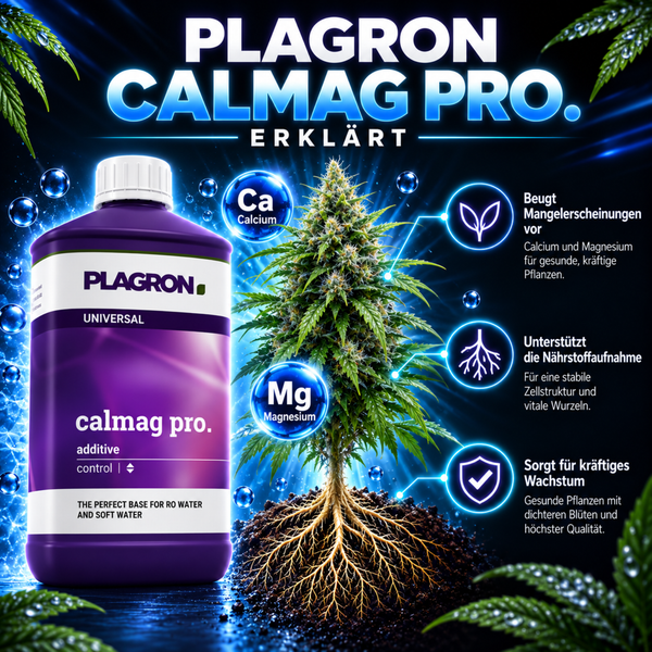 Plagron Calmag Pro Pflanzendünger mit Calcium und Magnesium zur Vorbeugung von Mangelerscheinungen und Förderung eines kräftigen Pflanzenwachstums.