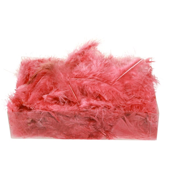 Rosa Federn in einer transparenten Kunststoffverpackung