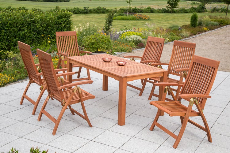 Comodoro Set 7tlg., 6 Klappsessel, Tisch 170 x 90 cm