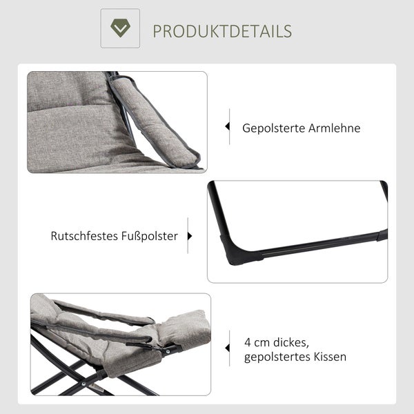 Outsunny Klappstuhl, mit Auflage, abnehmbar, 66B x 94T x 79H cm, Textilene, Stahl, Grau