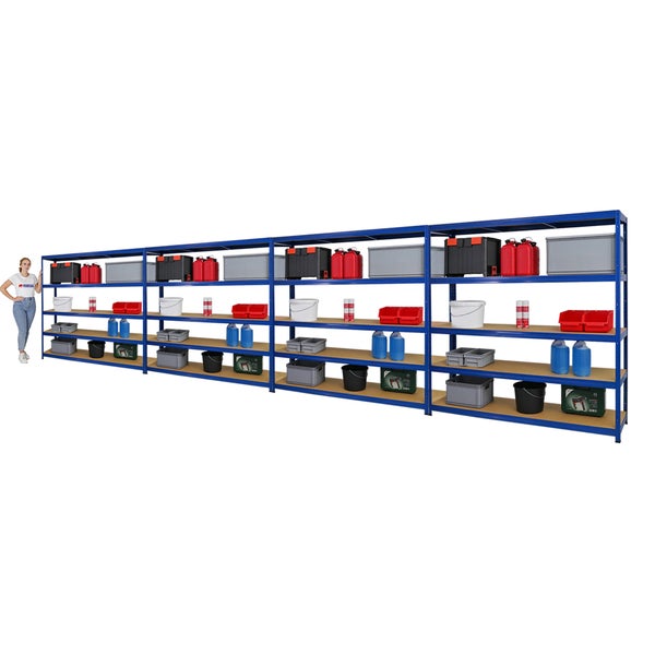 PROREGAL Mega Deal 4x Schwerlastregal Giant Elephant HxBxT 180 x 180 x 45 cm Fachlast 200 kg Blau