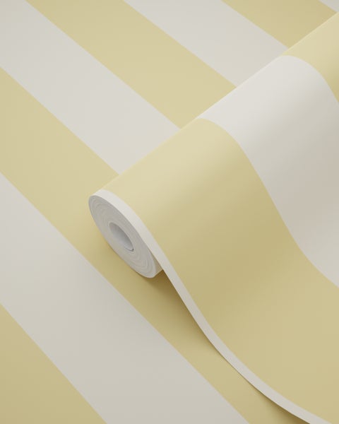 Gestreifte Tapete in Gelb und Weiß, Rolle