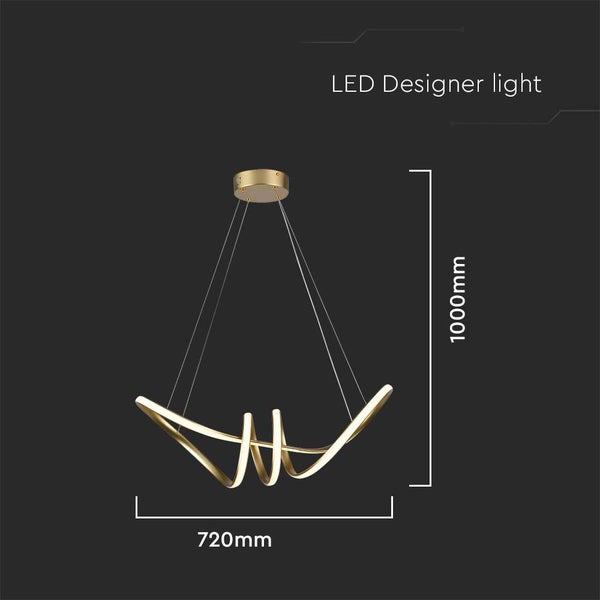 V-TAC VT-7798-C - Gold Designer Hängelampen - Champagner - IP20 - 24W - 3240 Lumen - 3000K