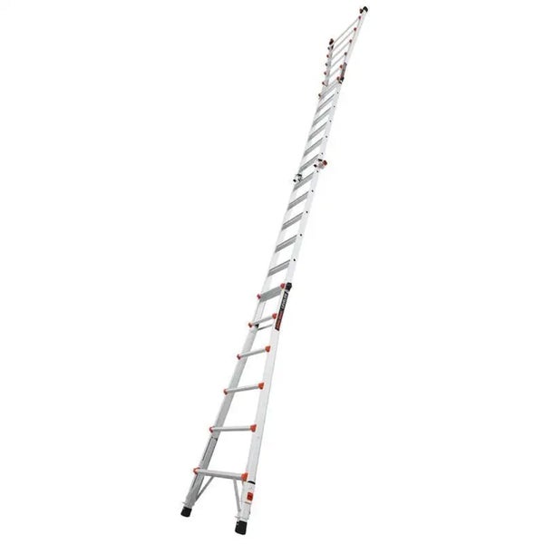 Ausziehbare Aluminiumleiter mit Niveauausgleich für sicheren Stand auf unebenen Flächen