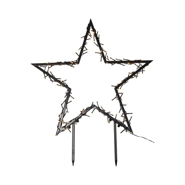 Sternförmige Gartenleuchte mit Erdspieß und Lichtern