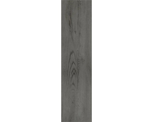 Dunkelgraues Bodenpaneel in Holzoptik mit Maserung.