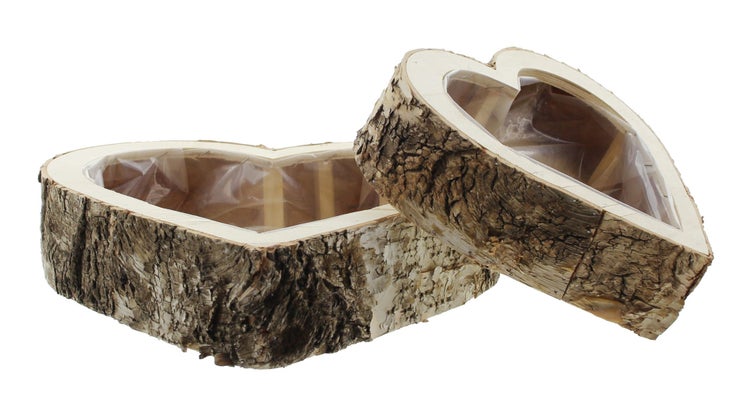 FRANK FLECHTWAREN | Pflanzherz Birke, 2er Set, HOLZ, Ø 21 x 5 cm, Ø 31 x 5 cm