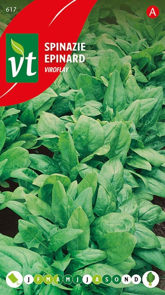 Spinatsamenpackung mit Spinatpflanzen der Sorte Viroflay