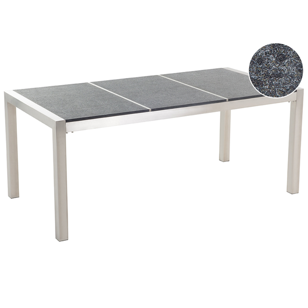 Gartentisch GROSSETO 180 cm 90 cm geflammter Granit Graphitgrau