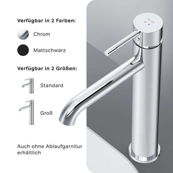 AM.PM Waschtischarmatur für Aufsatzwaschbecken mit Klick-Ablaufgarnitur FPA92200