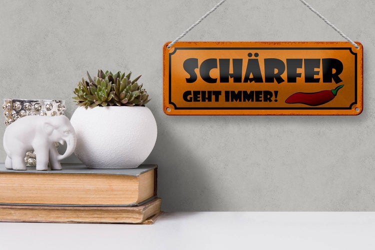 Blechschild Spruch 27x10cm schärfer geht immer Dekoration
