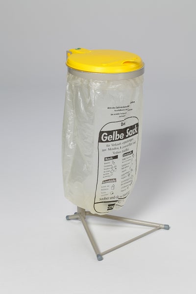 PROREGAL Robuster Abfallsammler Für Wertstoffsortierung 1 Fach Stationär 120 Liter HxBxT 92 x 50 x 53 cm Stahl Grau Gelb