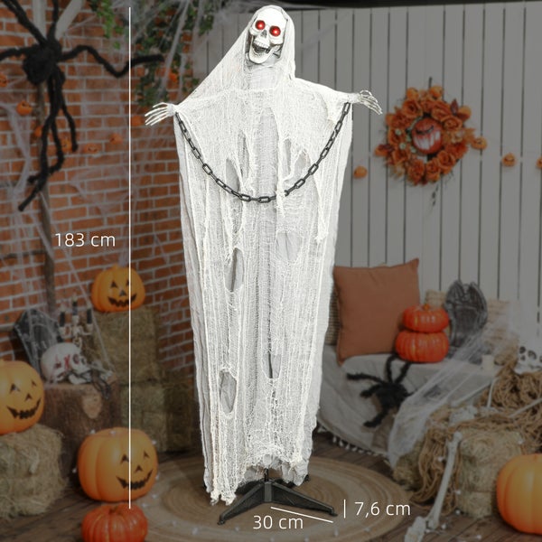 Dekoratives Halloween-Gespenst mit Kette und roten Augen, Höhe 183 cm