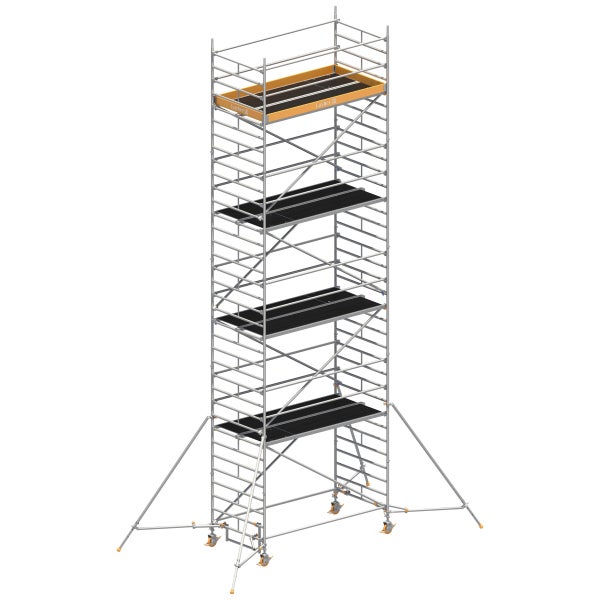 Gerüst mit mehreren Ebenen und Layher Logo