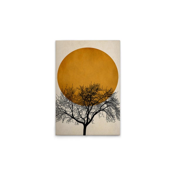 Wandbild mit Baum vor Sonne