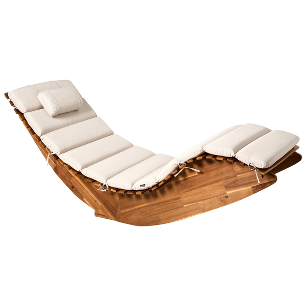 Sonnenliege mit Kissen BRESCIA PREMIUM Akazienholz Hellbeige
