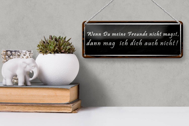 Blechschild Spruch 27x10cm wenn meine Freunde nicht magst Dekoration