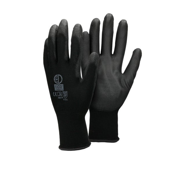 ECD Germany 4 Paar Arbeitshandschuhe mit PU-Beschichtung, Größe 10-XL, Schwarz, atmungsaktiv, rutschfest, robust, Mechanikerhandschuhe Montagehandschuhe Schutzhandschuhe Gartenhandschuhe Handschuhe