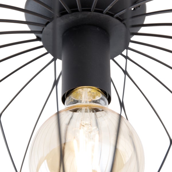 Deckenleuchte mit kugelförmigem Drahtgeflecht und Glühbirne