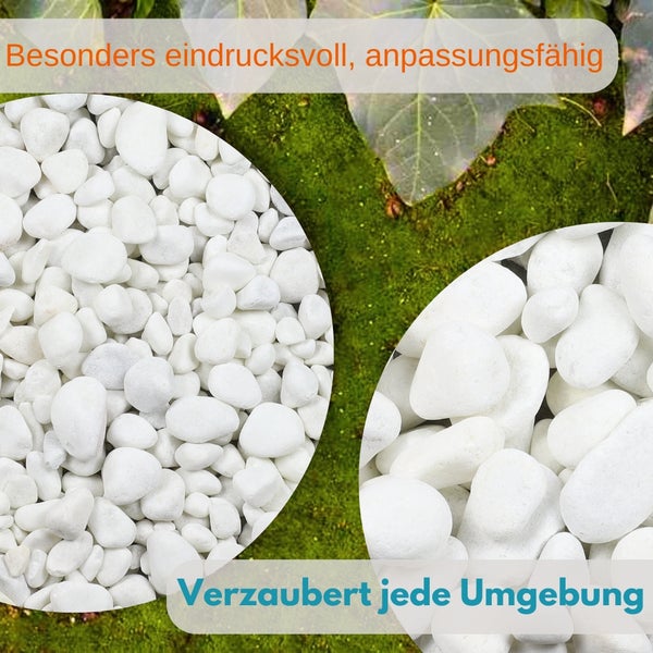 Kieselsteine Garten Zierkies Weiß Aquarium Kies Carrara Marmorkies Dekostein Weiße Kieselsteine Zierstein Marmor Kies Weiß 25 kg 15-25 mm