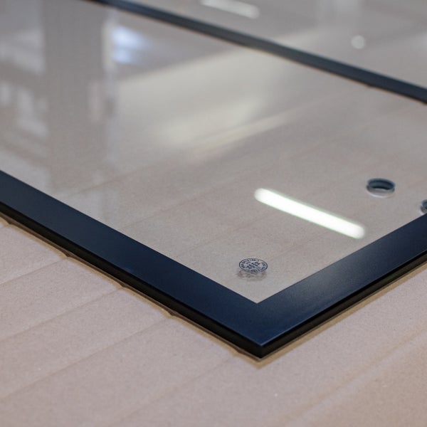 Glastür Klarglas 834x1972mm 10 Felder schwarz Komplettset mit Glastürbeschlag