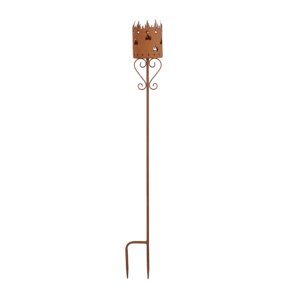 FRANK FLECHTWAREN | Gartenstecker Flammenkelch, METALL, Ø 10 x 12 cm, GH 90 cm, ohne Kerze, passend für Kerzen max. Ø 7 cm