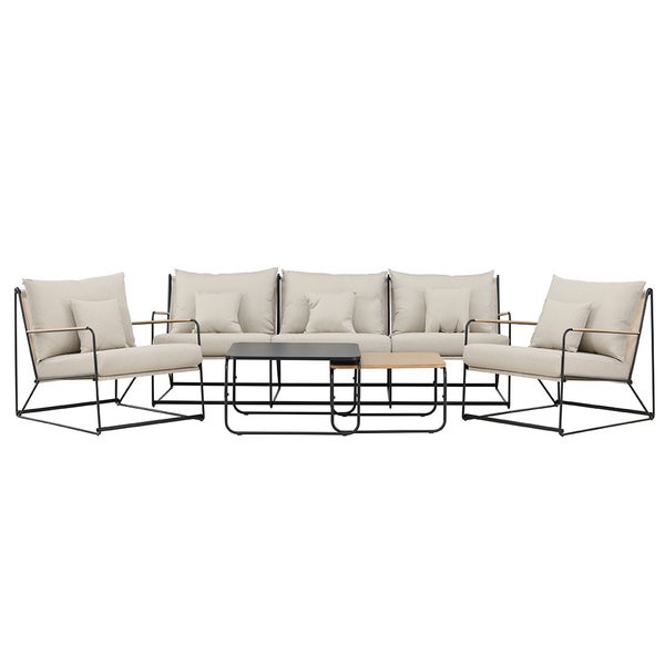 Palazzo Loungeset 1 Sofa, 2 Stühle, 2 Couchtische schwarz. 60 X 60 X 36 cm