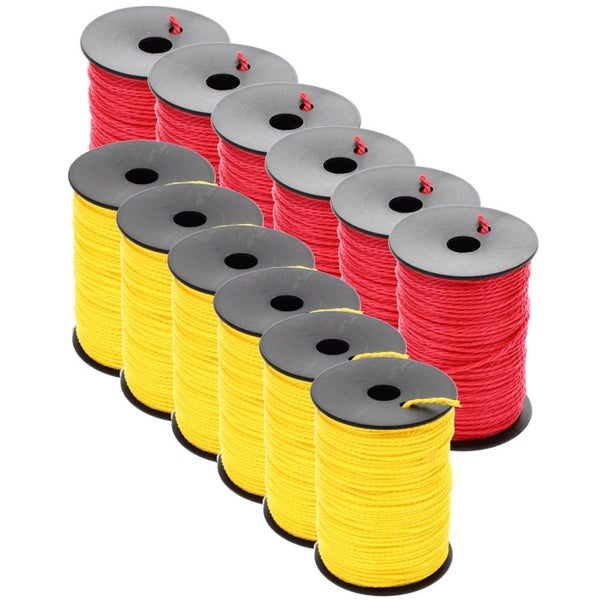 Maurerschnur rot gelb Richtschnur 12 x 100m 2mm reißfeste Schnur Spannschnur Pflasterschnur Bauschnur Mauerschnur Verlegeschnur Lotschnur