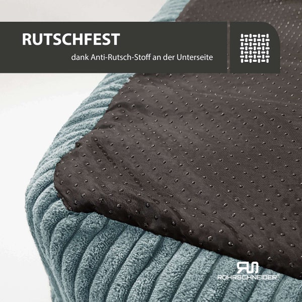 Rohrschneider Tierbett Cordstoff breit Gr. 1 türkis + faltbarer Reisenapf