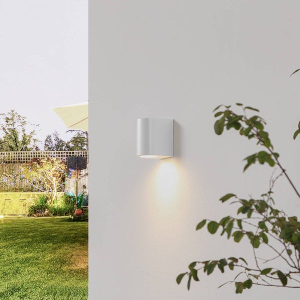 PRIOS Wandleuchte außen Irfan (spritzwassergeschützt (Modern) in Weiß (1 flammig, GU10) - Außenwandleuchten Wandlampe Led Außenlampe Outdoor für Außenwand/Hauswand Haus