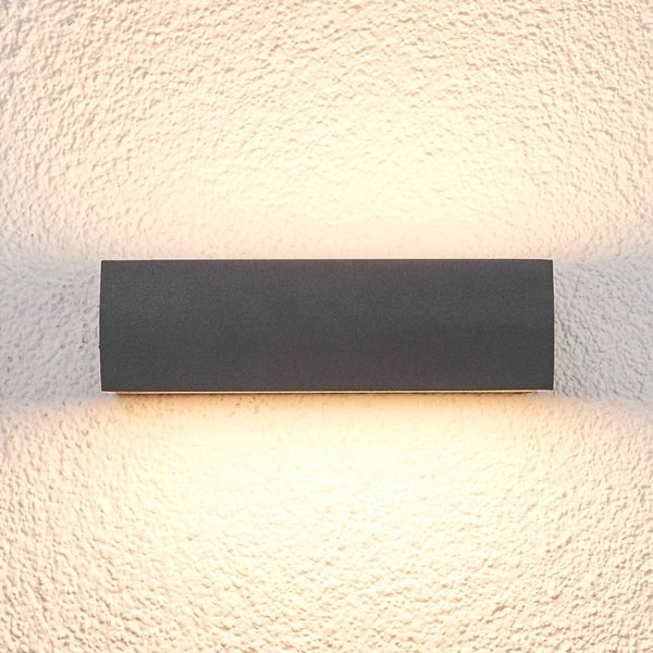 Lucande LED Wandleuchte außen Lissi (spritzwassergeschützt (Modern) in Schwarz (2 flammig, ) - Außenwandleuchten Wandlampe Led Außenlampe Outdoor für