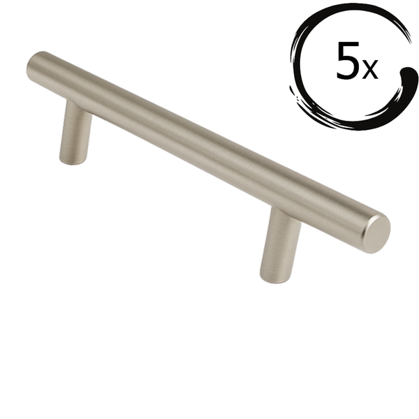 Fünf Möbelgriffe aus Metall