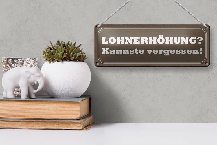 Blechschild Spruch 27x10cm Lohnerhöhung kannste vergessen Dekoration