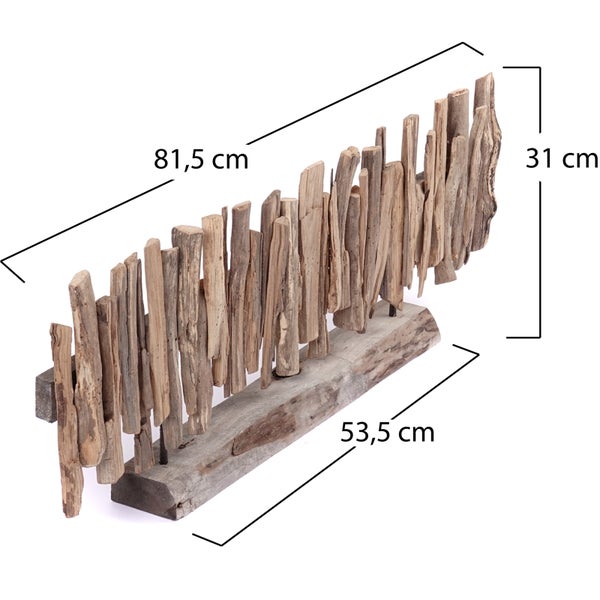 Skulptur Solea 80 cm, Treibholz auf Sockel naturfarben