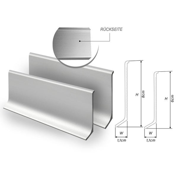 FLOORDIREKT Sockelleiste Aluminium - KWS 606 - Höhe: 6 cm - Länge: 1,90m