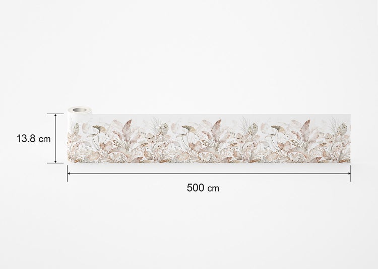 Tapetenbordüre mit botanischem Muster, 13,8 Zentimeter hoch und 500 Zentimeter lang.