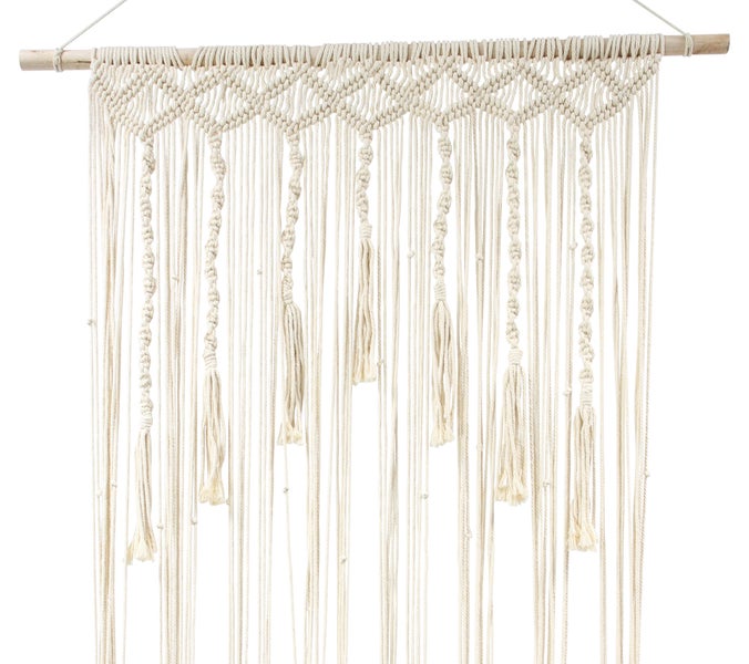 FRANK FLECHTWAREN | Türvorhang Makramee, POLYCOTTON, HOLZ, 90 x 200 cm