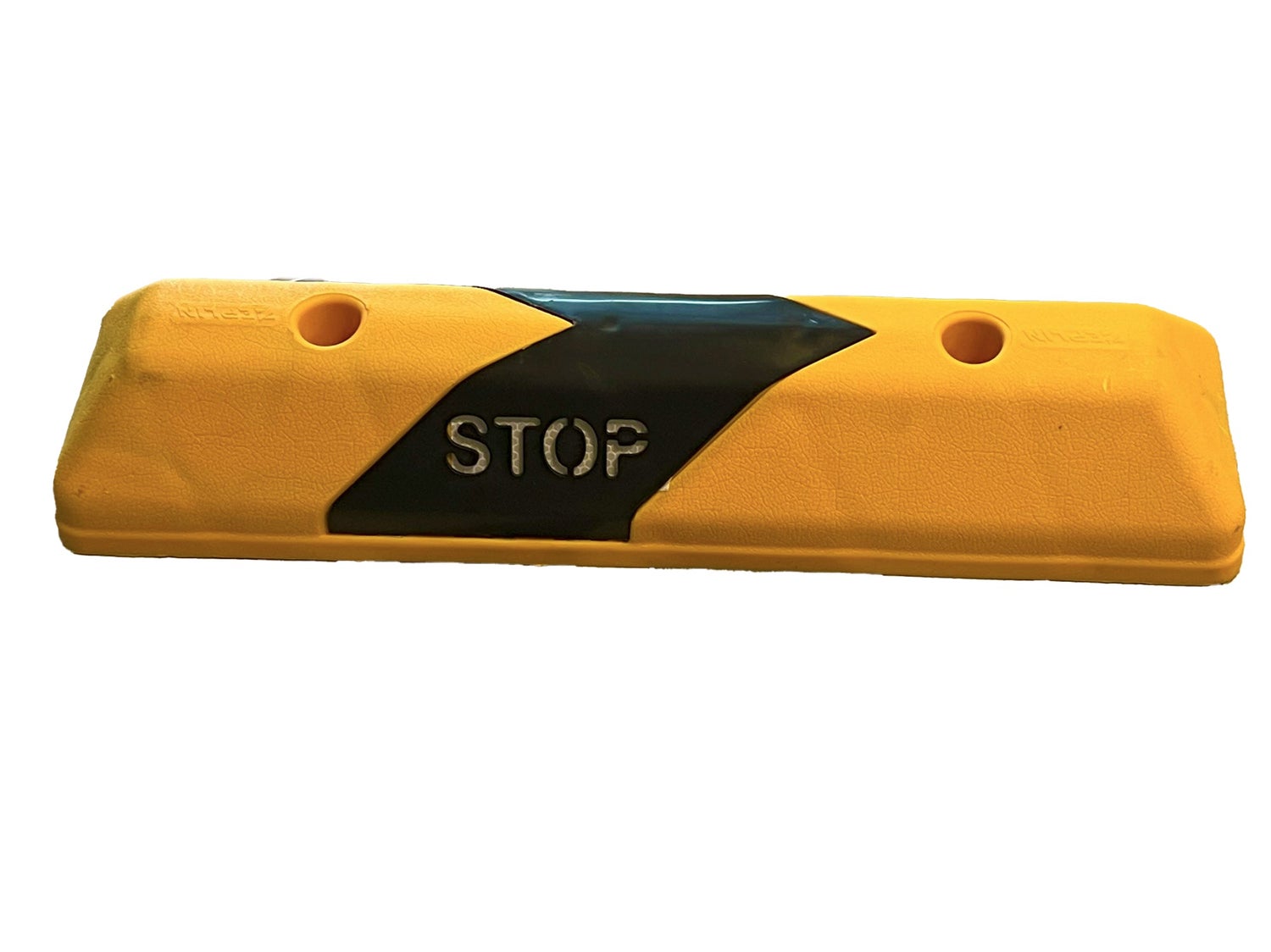 UvV PARKSTOP -Radstopper Fahrzeugstopper Parkplatzbegrenzer + STOP reflektierend / 600 mm gelb
