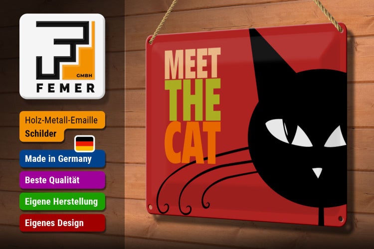 Blechschild Spruch 30x20cm Katze Meet the cat